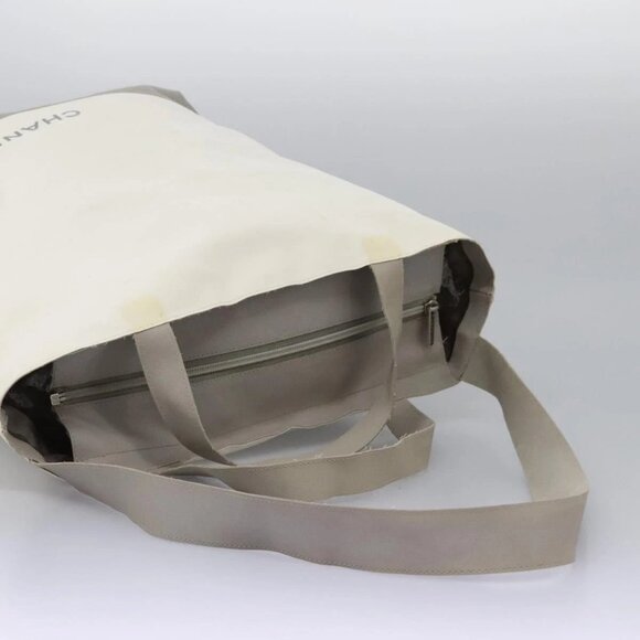 CHANEL Hand Bag Nylon 2way White Gray Silver CC Auth - Picture 7 of 16